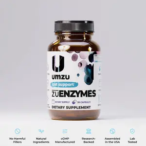 UMZU ZuEnzymes Healthcare Dietary Supplement - 21-Enzyme Gelatin Capsules for Adult Digestive Health, Lactose, Carb, Protein, Fat Support (30 Count)